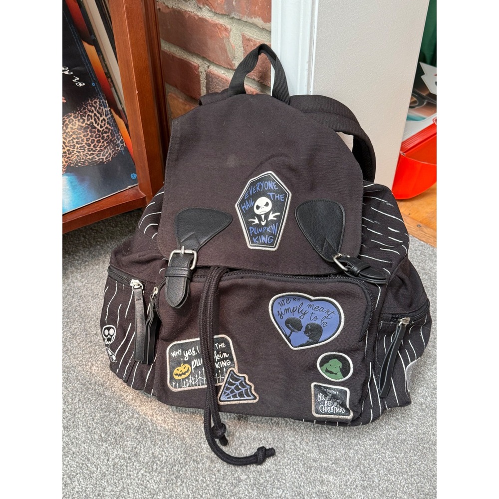Disney Nightmare Before Christmas Jack Skellington Patch Canvas Backpack Black